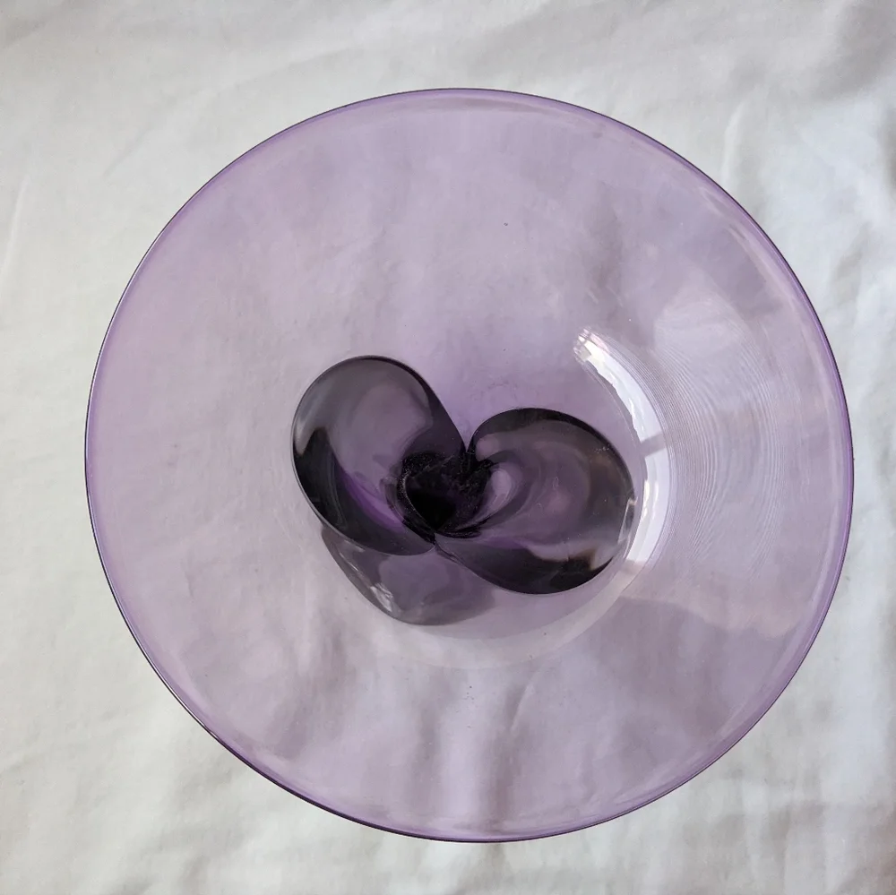 Jonathan Winfisky 1992 Signed Hand Blown Purple Art Glass Trumpet Vase Vintage